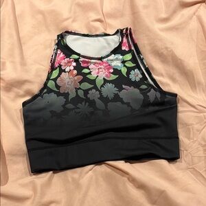 Floral Black Crop Top